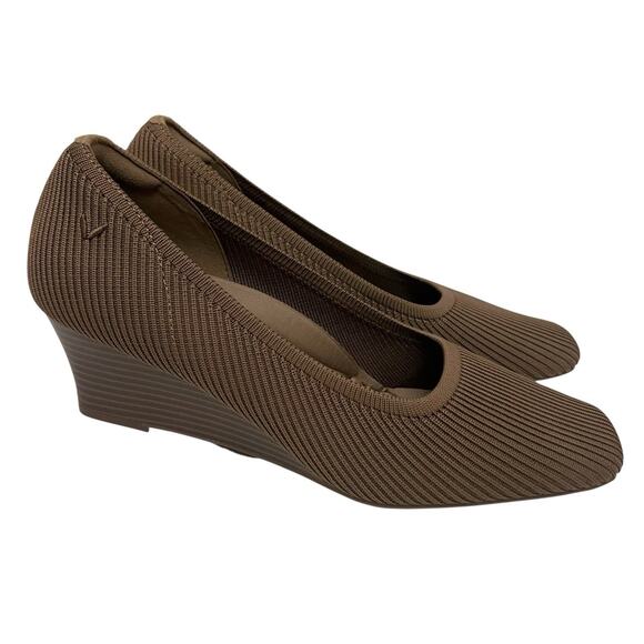 Vivaia Margot Square Toe Wedge Pro Pumps 40EU 9US Espresso Knit Arch Support - Picture 1 of 10